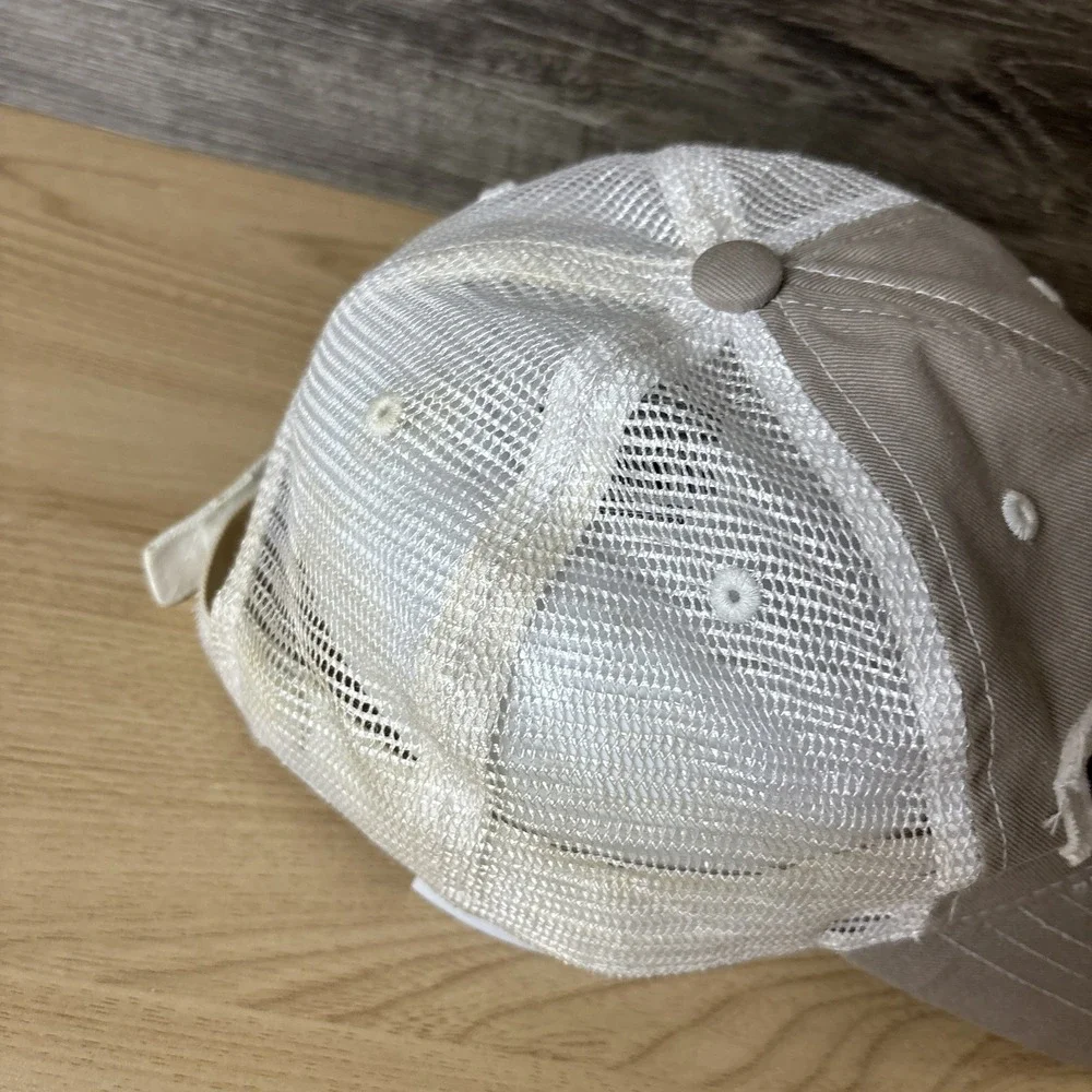 Fortiline Waterworks Hat Cap Strap Back Tan White Mesh Trucker Patch Mens Logo